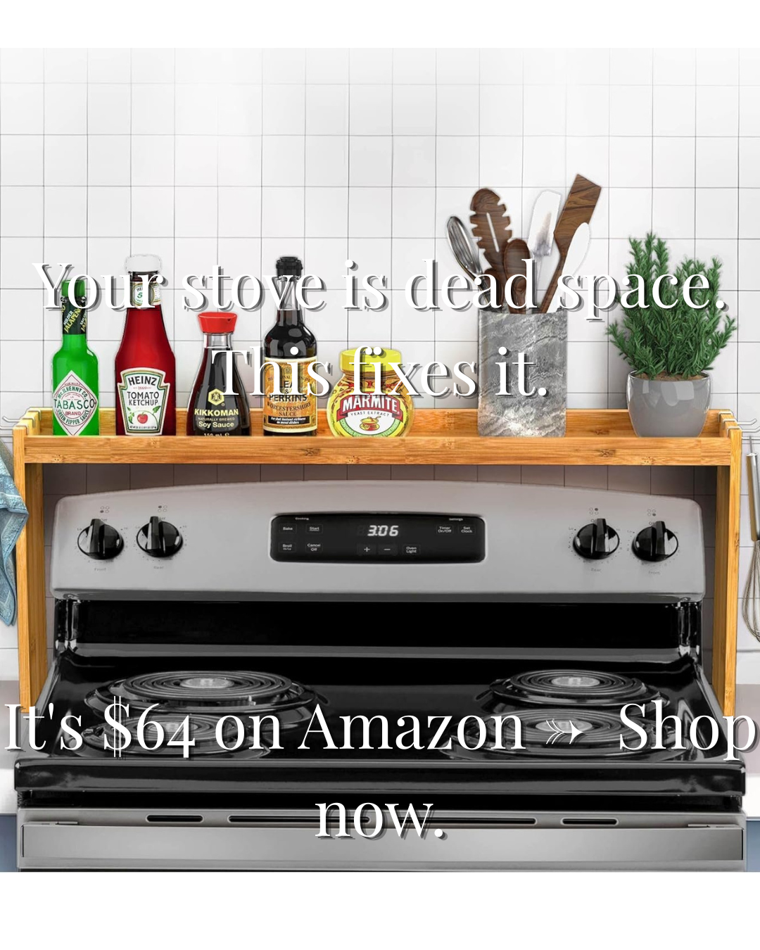 Bamboo Stove Shelf Organizer