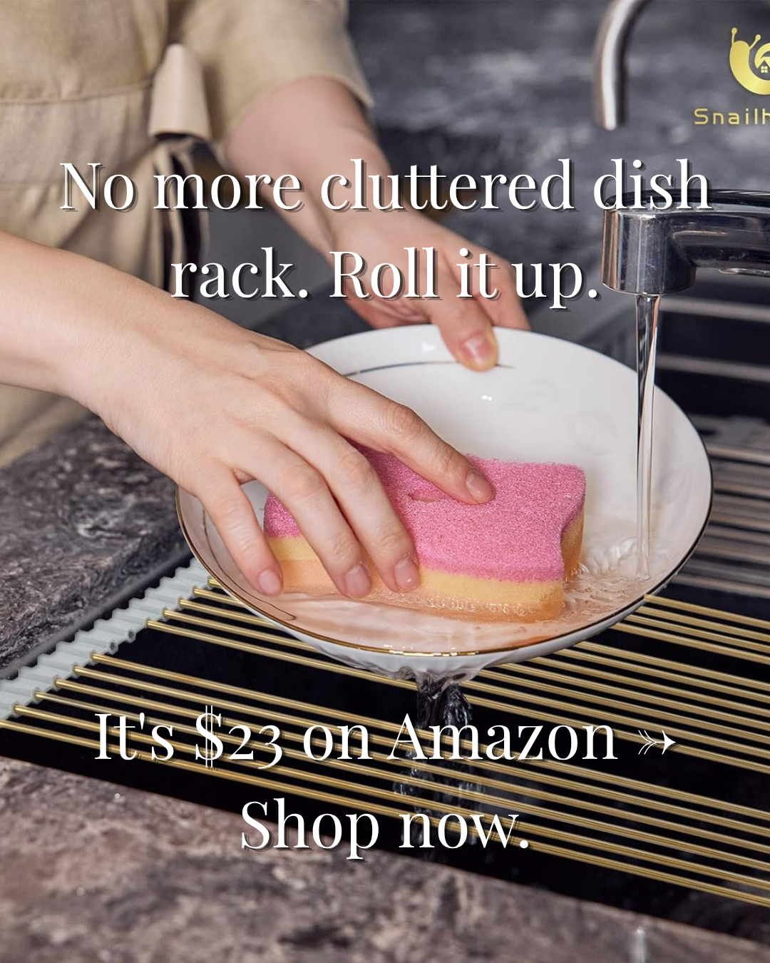 Gold Roll-Up Dish Drying Rack