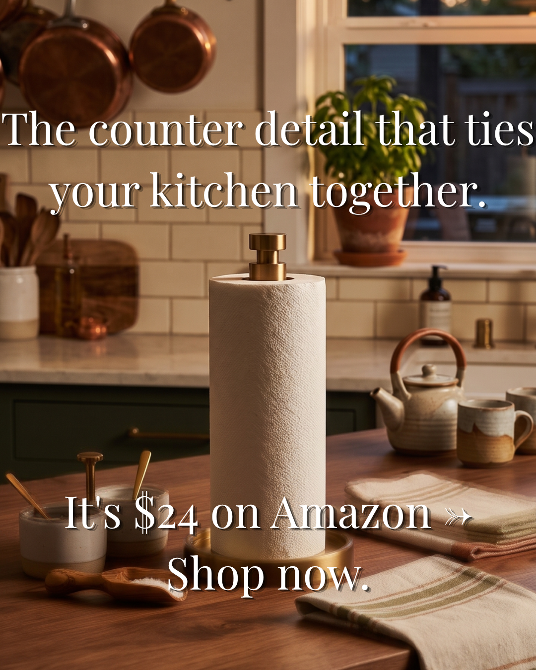 Warm Gold Paper Towel Stand