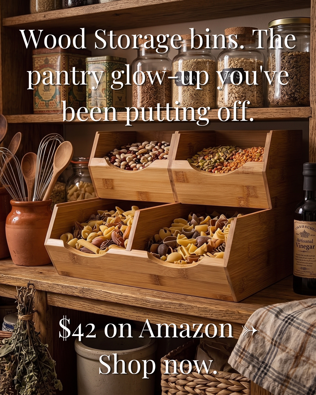 Bamboo Pantry Storage Bins